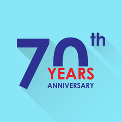 70 years anniversary icon. Invitation and congratulation design template. Flat vector illustration of 70th anniversary emblem.