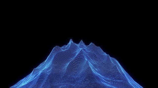 Mountain in Wireframe Hologram Style. Nice 3D Rendering

