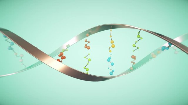 DNA molecule helix.  Artist impression of a rotating double helix DNA strand.