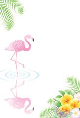 フラミンゴと水辺の風景