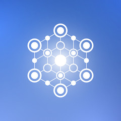 Abstract technology element on a blue background. Communication element. Hexagon element.