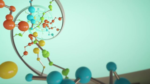 DNA molecule helix.  Artist impression of a rotating double helix DNA strand.