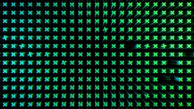 Abstract machinery motion graphics loop.  Cross shaped objects moving and rotating frantically. Data processing clockwork. VJ loop.