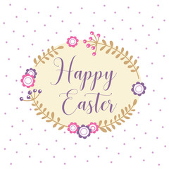Holiday background with inscription Happy Easter. Vector illustration.