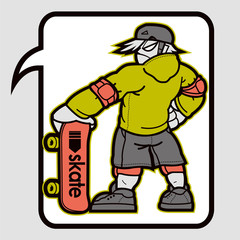 Skater boy with skateboard inside a speech bubble