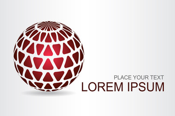 Logo stylized spherical surface with abstract shapes