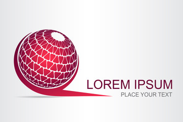 Logo stylized spherical surface with abstract shapes