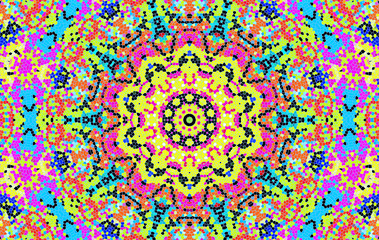 Bright abstract concentric mosaic pattern