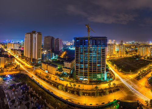 Hanoi City Skyline View By Twilight Period, Pham Hung Street, Cau Giay District