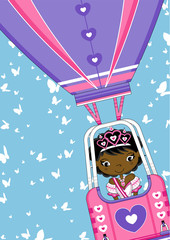 Cute Royal Fairytale Princess in Hot Air Balloon