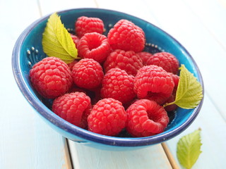 Fresh raspberry with leaves