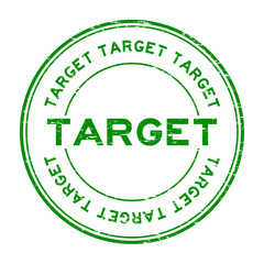 Grunge green target round rubber seal stamp on white background