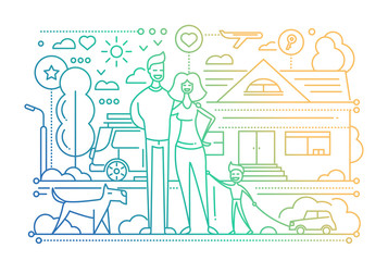 Family Life - line design composition