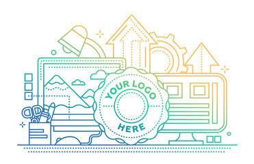 Logo Template, image Processing - flat line design website banner