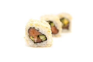 Japanese california roll on a white background