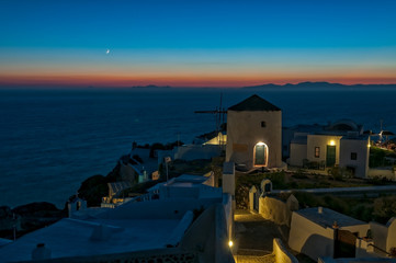Twilight sky after sunset at Santorini, Greece.