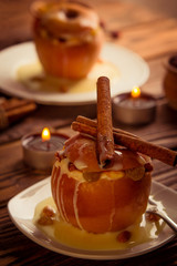 Baked apples with cottage cheese,nuts and raisins