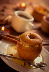 Baked apples with cottage cheese,nuts and raisins