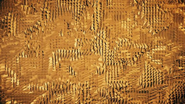 Background loop of golden waving cubes.  Abstract gold cubes smoothly grinding away.