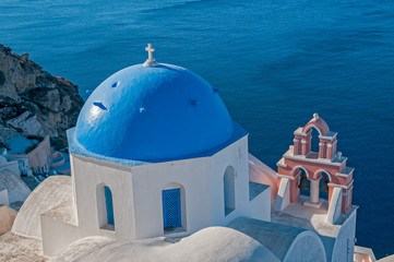 Church in Oia town, Santorini island, Greece.