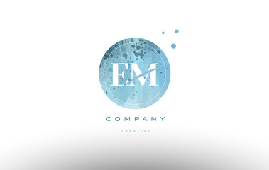 em e m  watercolor grunge vintage alphabet letter logo