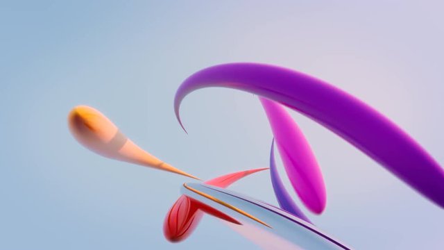 Swirly lines. Colorful glossy swirls flying through the air. Seamless loop