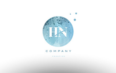hn h n  watercolor grunge vintage alphabet letter logo