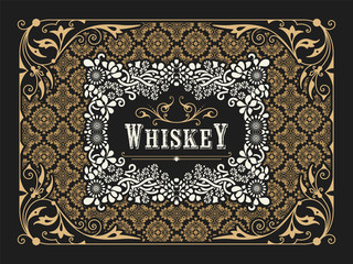 Old  label design for Whiskey and Wine label, Restaurant banner, Beer label. Vector illustration