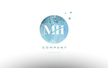 mh m h  watercolor grunge vintage alphabet letter logo