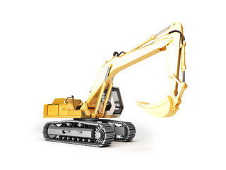 Yellow Excavator Isolated on white background