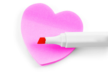 Colorful sticky note heart shape