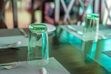 Served tables at cafe