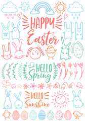 Happy Easter, set of vector doodles