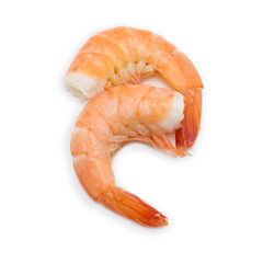 Boiled shrimp isolated on white background