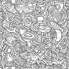 Cartoon cute doodles Bathroom seamless pattern