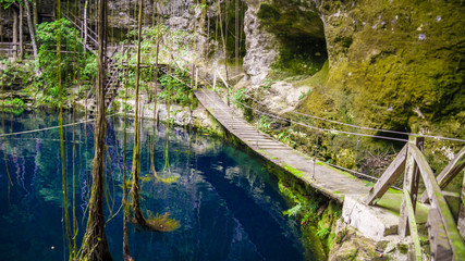 X'Canche Cenote cenote is close to Ek Balam near Valladolid, Yucatan peninsula, Mexico.