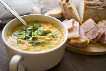 cheese soup with mushrooms and dill