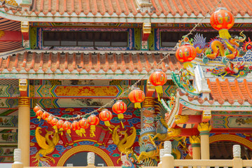 Lanterns Chinese shrine in thailand