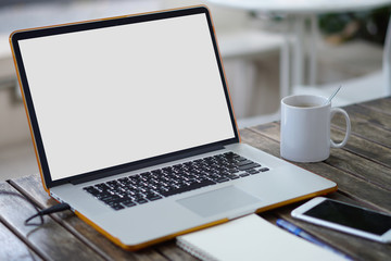 Fototapeta premium White screen notebook for background