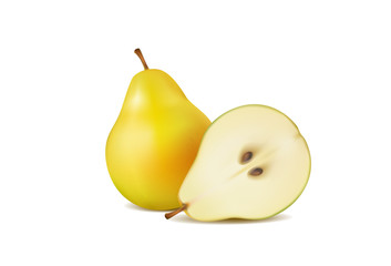 Fresh pears on a white background