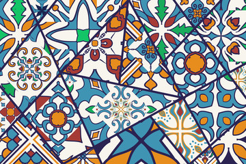 Vector decorative background. Mosaic patchwork pattern for design and fashion