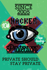 Color vintage hacker protecrion banner