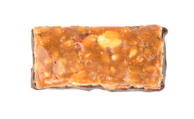 Energy fitness bar isolated on white background, top view