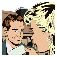 Agent real estate with the girl. House for sale. Rental of property.