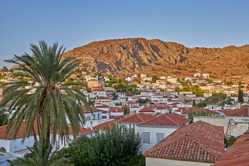 Greece, early in the morning at Hydra island, scenic view