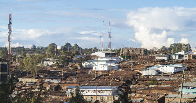 Rusty roofs of a slum in East Africa