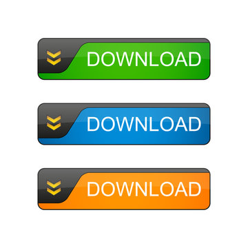Set of colored download web buttons with arrow, vector illustration