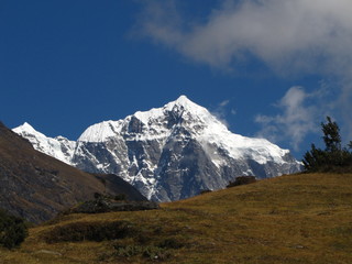 Mountain scenery of the Himalayas in Nepal