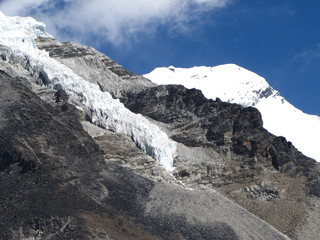 Glacier slides from the mountain