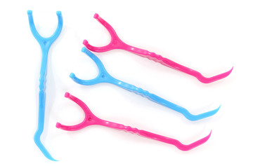 Floss Toothpick on white background